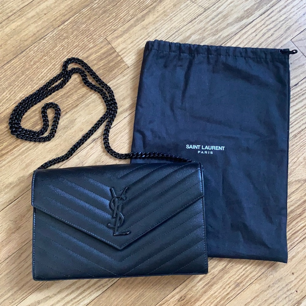 Authentic Saint Laurent Monogram Wallet on Chain